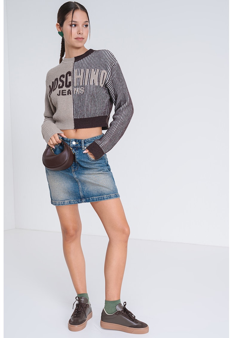 Pulover din amestec de lana cu logo