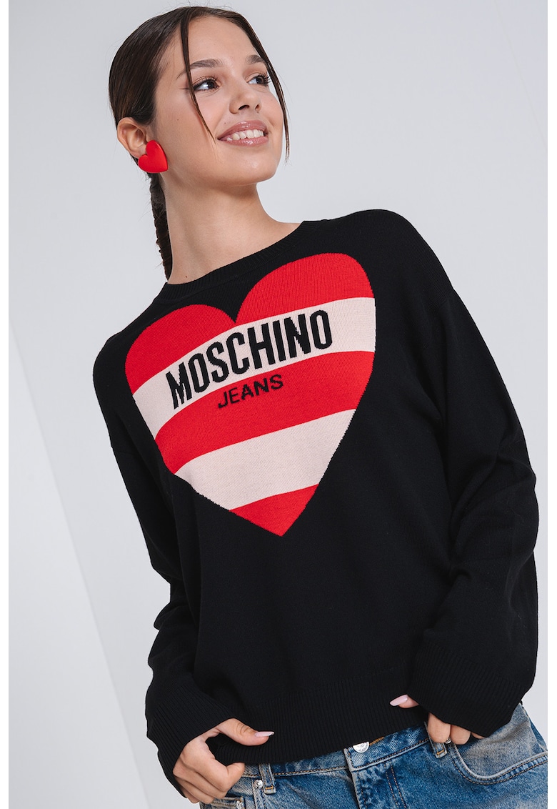 Pulover din casmir cu imprimeu logo