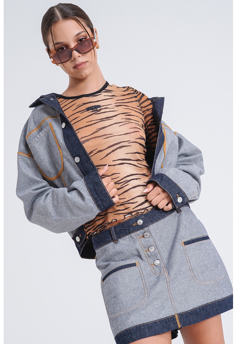 Bluza slim fit cu animal print