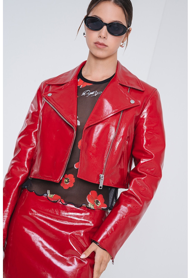 Jacheta crop cu fermoar