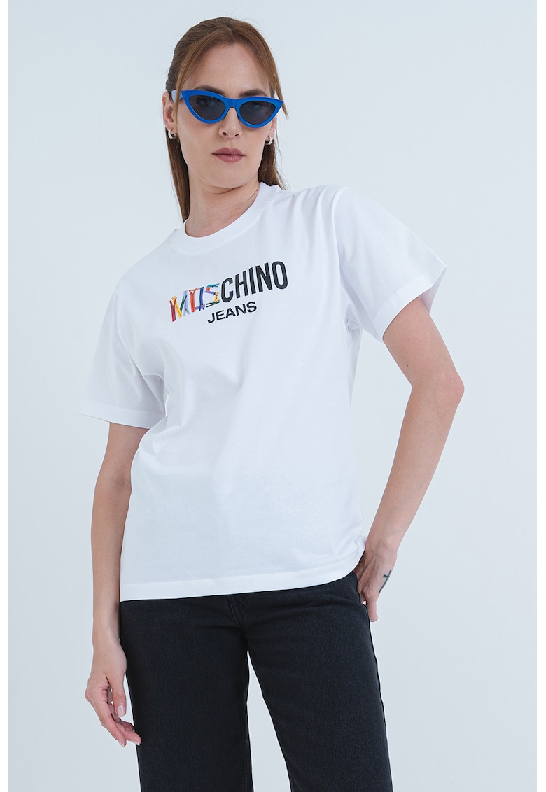 Tricou din bumbac cu logo - Negru/Alb optic