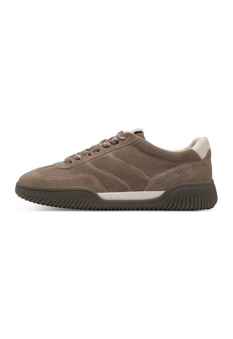 Pantofi sport low-cut din piele - Maro taupe/Bej deschis