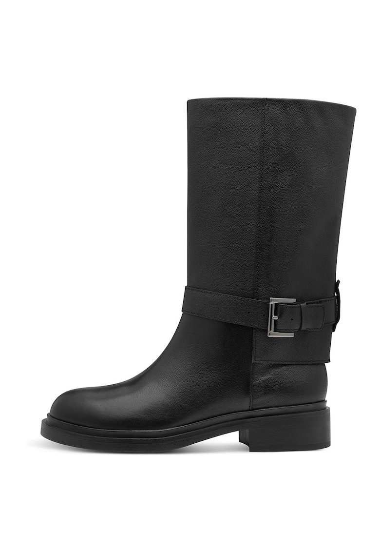 Cizme mid-calf din piele - Negru