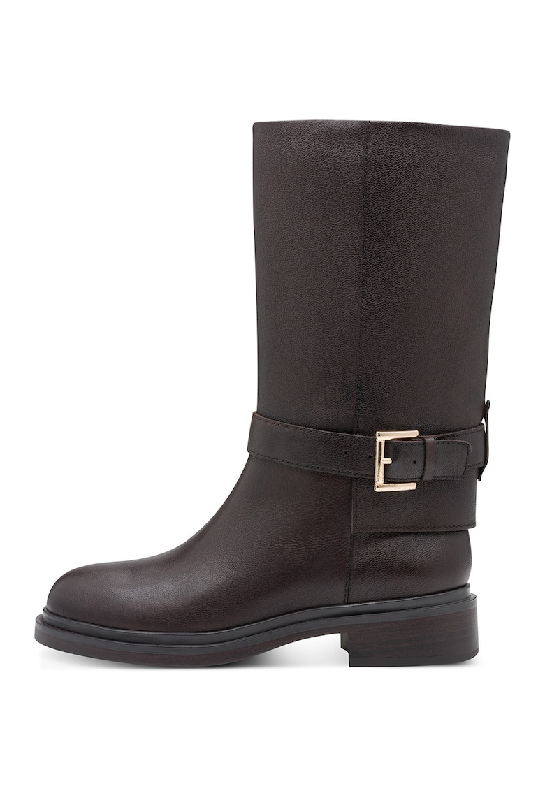 Cizme mid-calf din piele - Maro inchis
