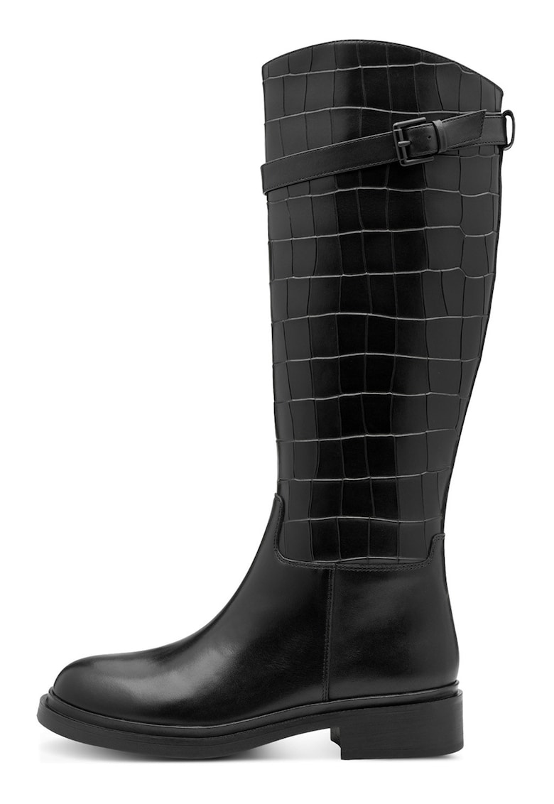 Cizme lungi din piele - Negru stins