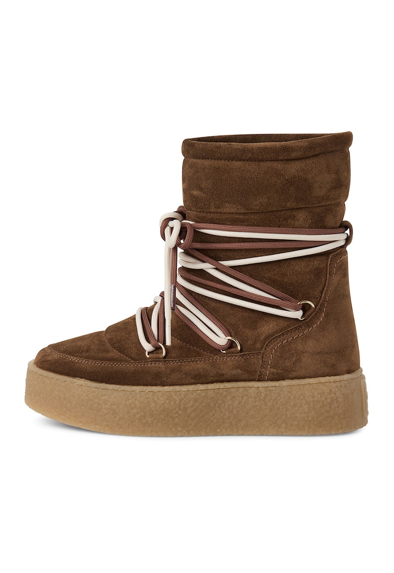 Ghete pull-on din piele intoarsa - Maro inchis