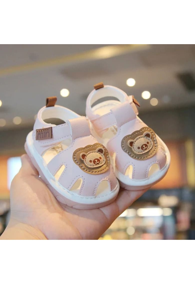 Sandale Cu Piuitoare - Model Ursulet - Piele Ecologica - Velcro - Fete