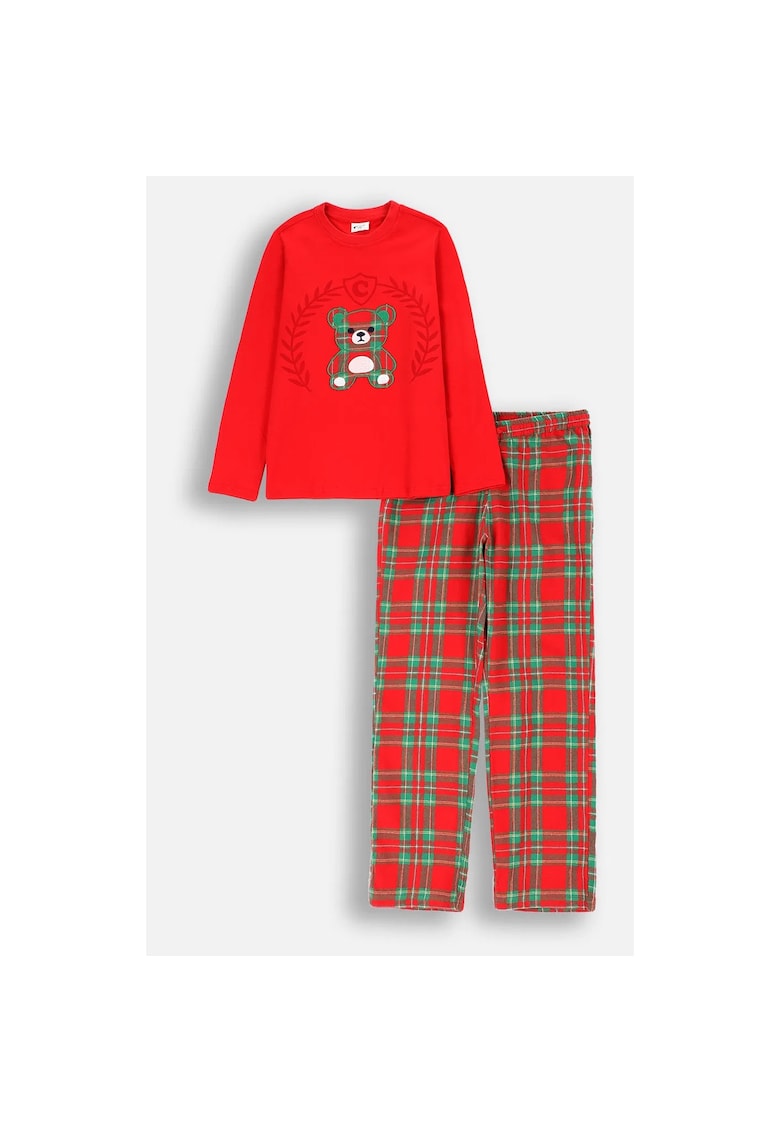 Pijama din bumbac cu imprimeu