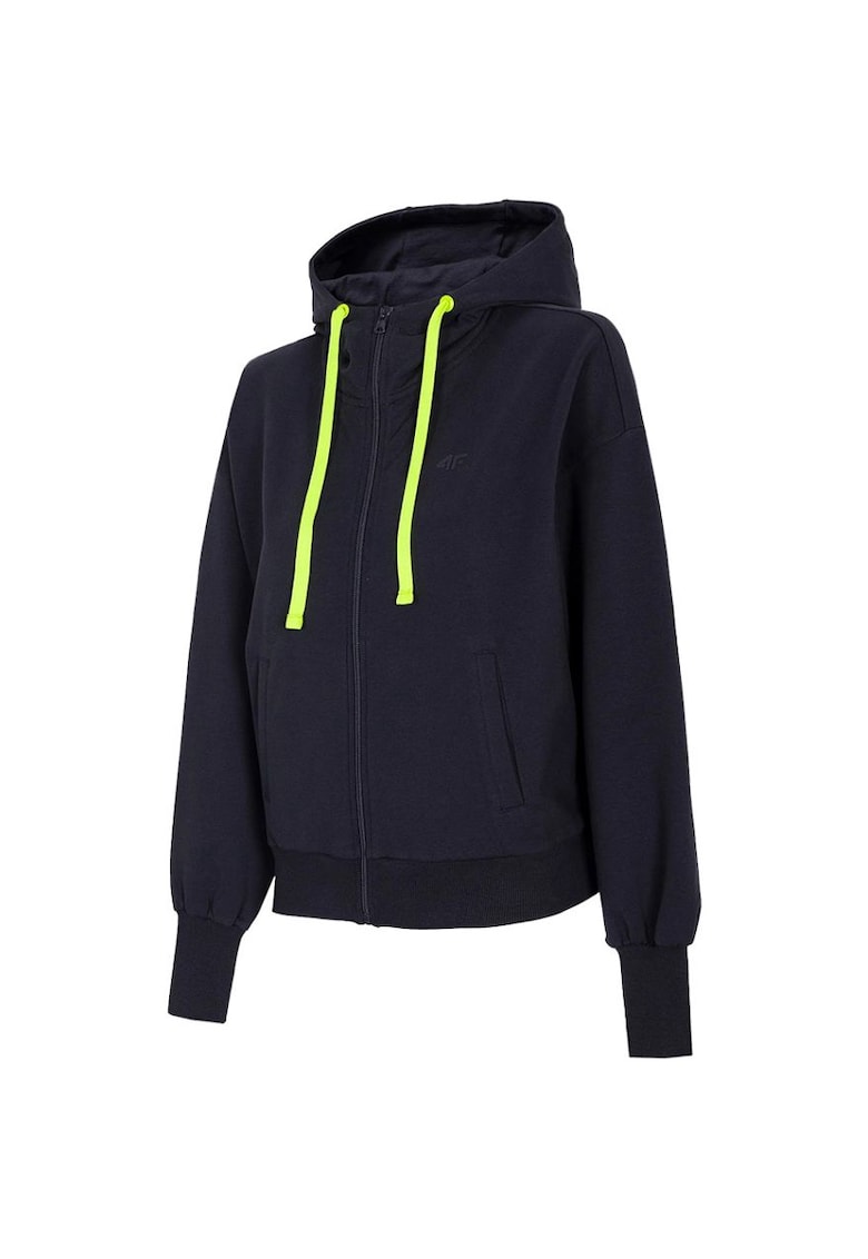 Hanorac dama - cu gluga - bleumarin - bumbac -
