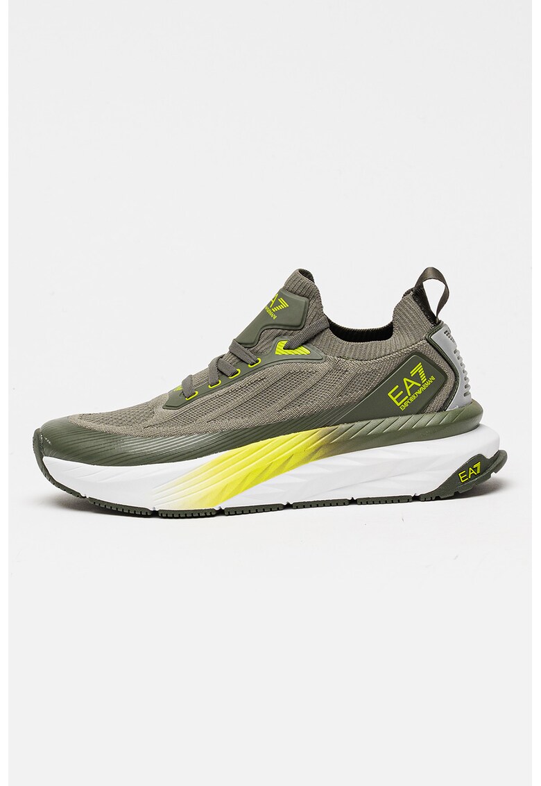 Pantofi sport slip-on cu insertii din plasa si model unisex - Verde