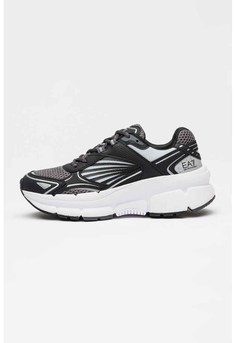 Pantofi sport unisex cu segmente din material sintetic - Negru/Gri/Argintiu