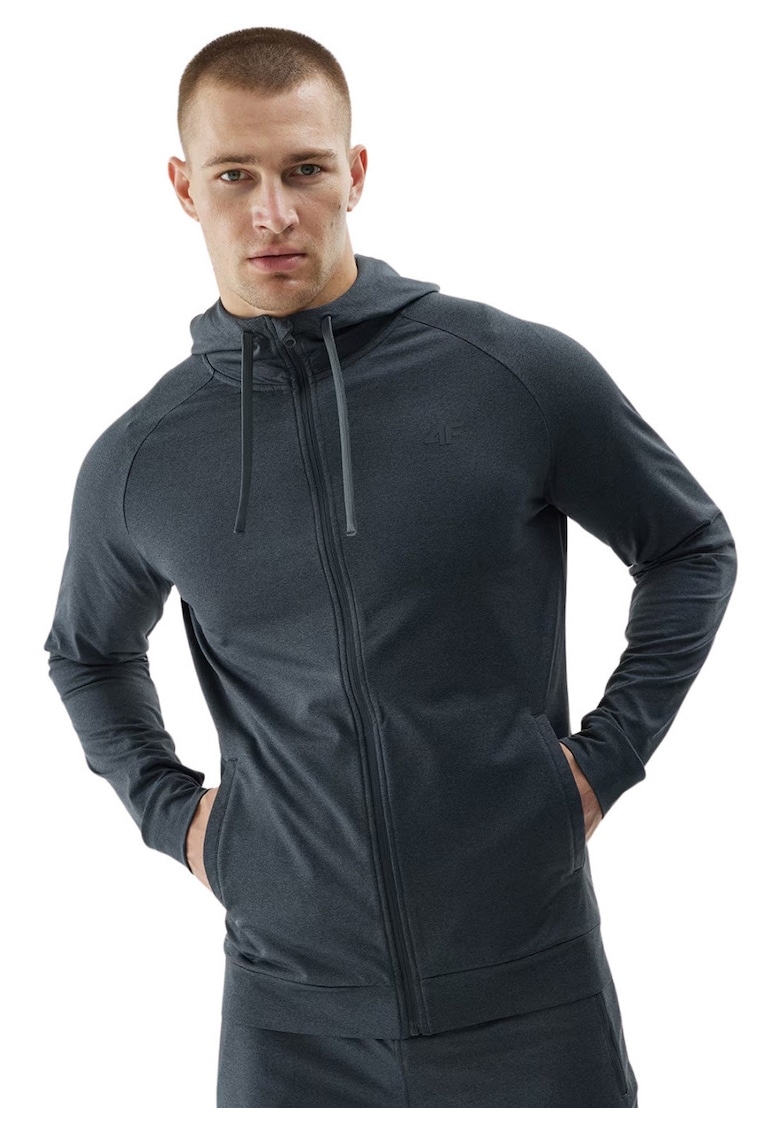 Hanorac barbatesc M403 - antracit - material elastic - cu gluga - set 2XL -