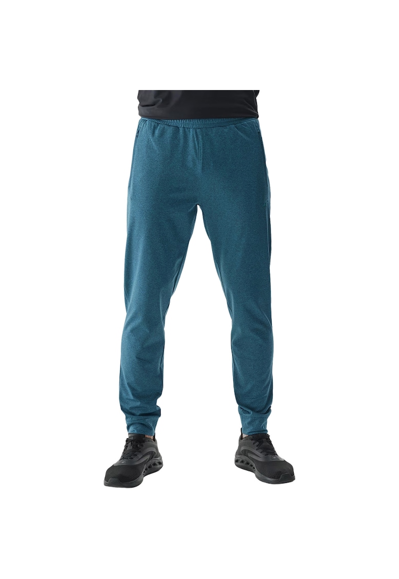 Pantaloni sport barbati 4F M682 - verde marin melanj - material elastic - cu buzunare laterale -