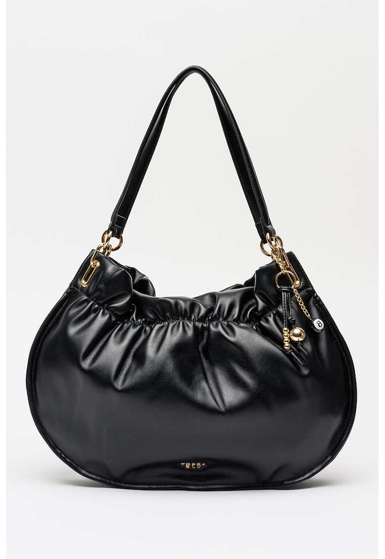 Geanta din piele ecologica cu bareta de umar si accesorii detasabile Carambola - Negru