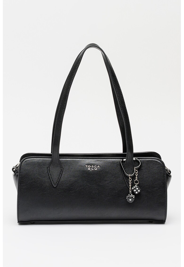 Geanta dreptunghiulara din piele ecologica cu bareta de umar Caffee - Negru