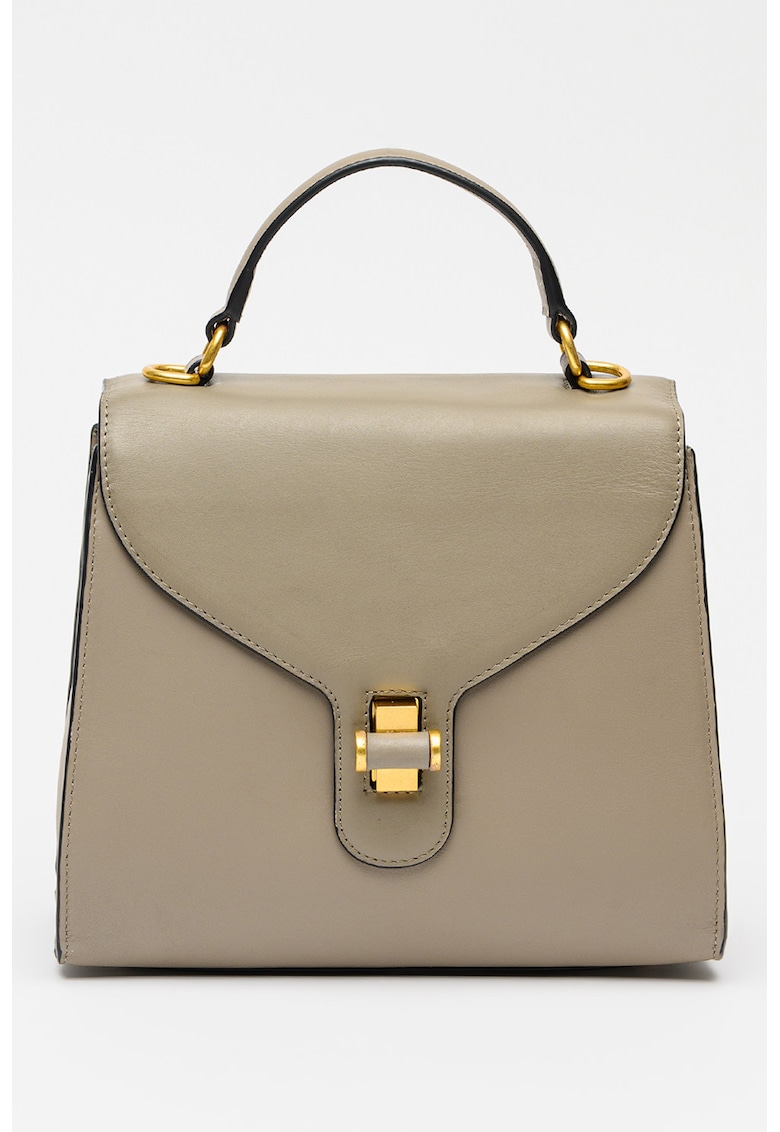 Geanta din piele cu maner Grace - Maro taupe