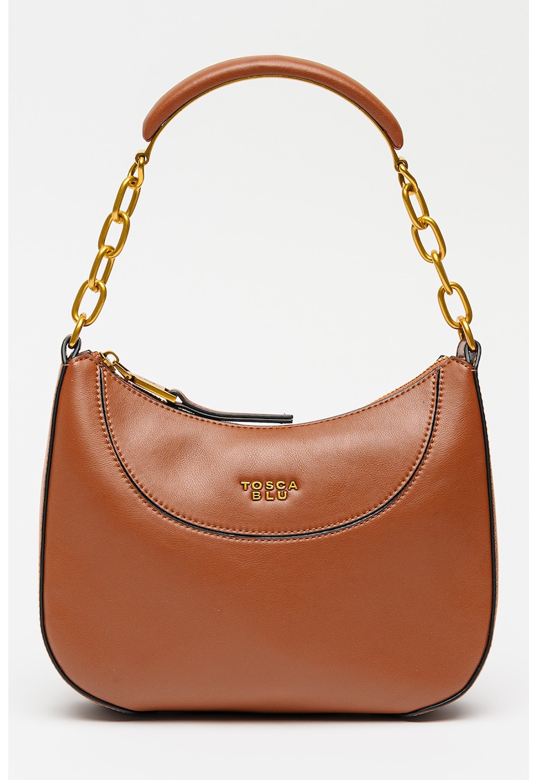 Geanta din piele cu bareta de umar Madison - Maro cognac