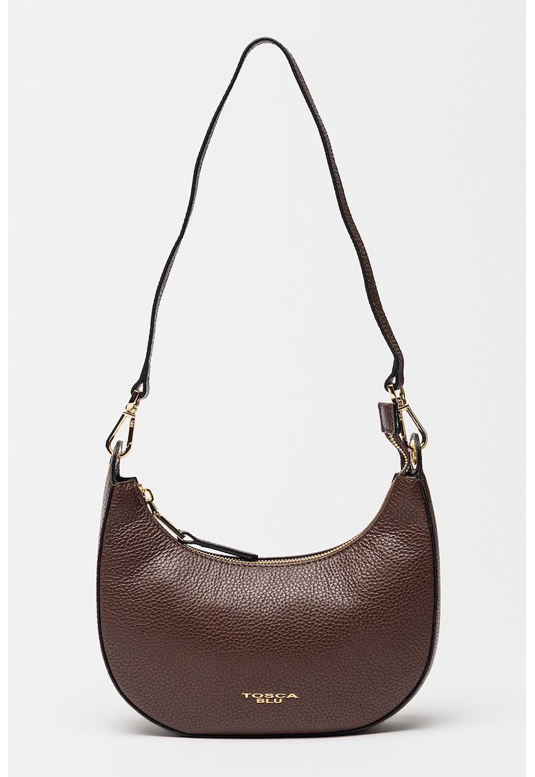 Geanta din piele cu barete detasabile Lily - Maro inchis