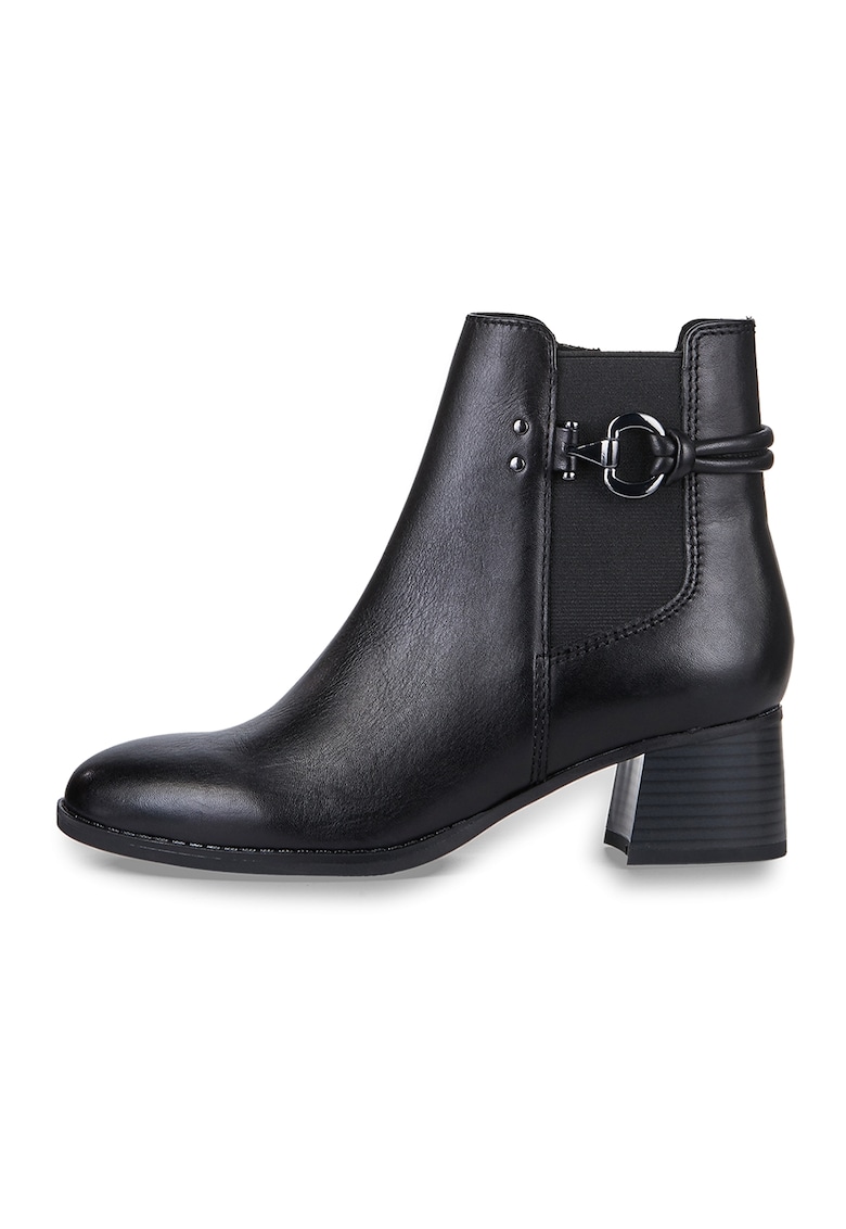 Botine de piele cu segment textil