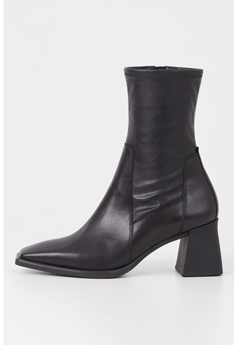 Botine de piele cu varf patrat