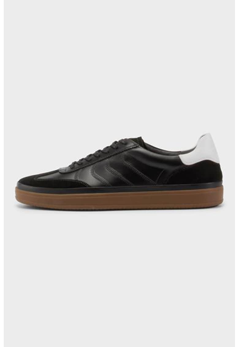 Pantofi sport cu insertii de piele intoarsa - Negru