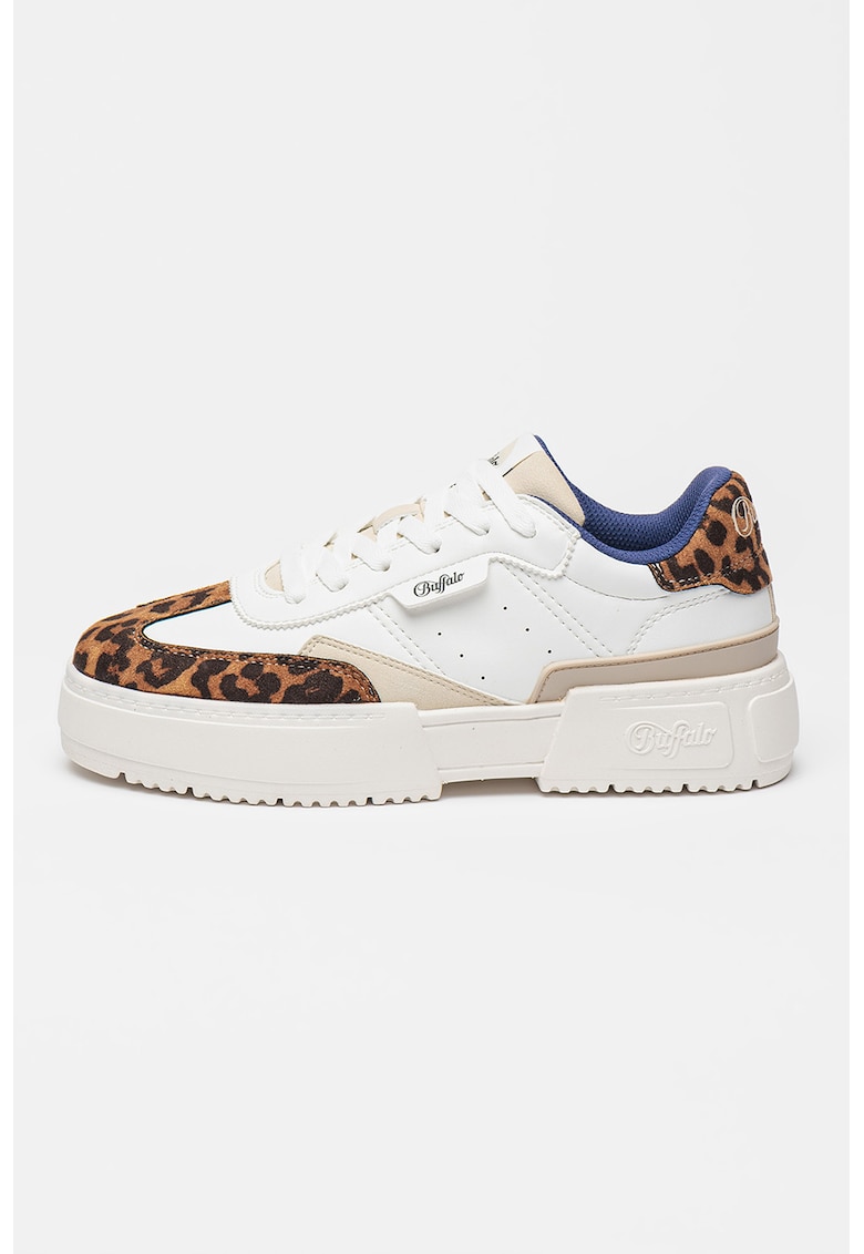 Pantofi sport cu talpa flatform si detaliu cu animal print Pantofi sport cu talpa flatform si detaliu cu animal print