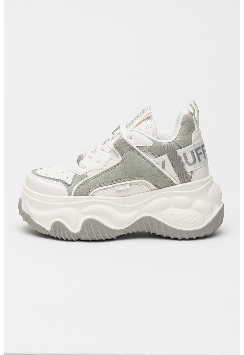 Pantofi sport cu talpa flatform si sireturi Blader Matcha