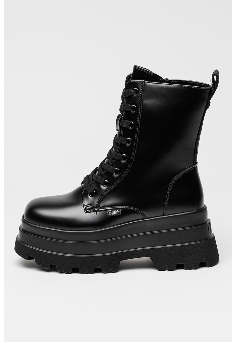 Buffalo Ghete cu fermoar si talpa flatform - Negru