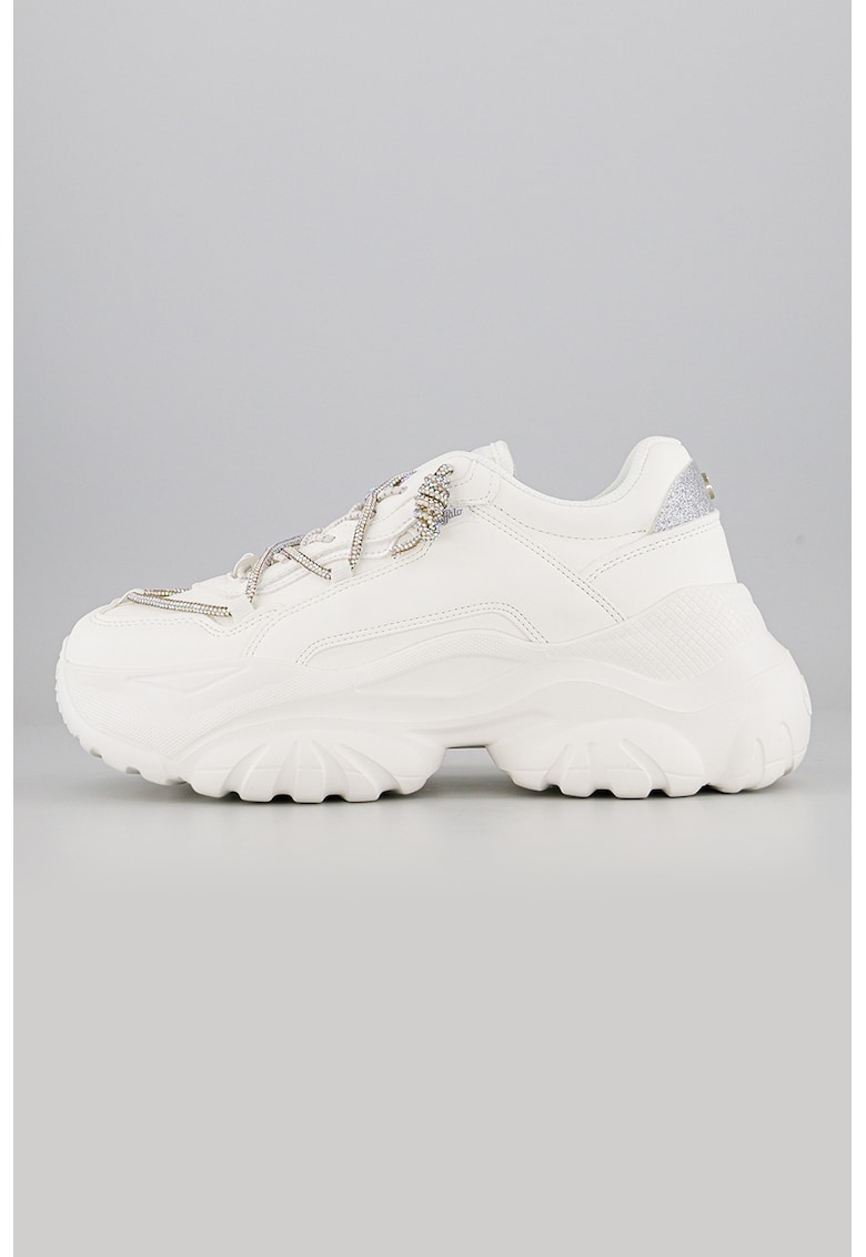 Pantofi sport demiwedge cu sireturi decorate cu strasuri Bliss Shine
