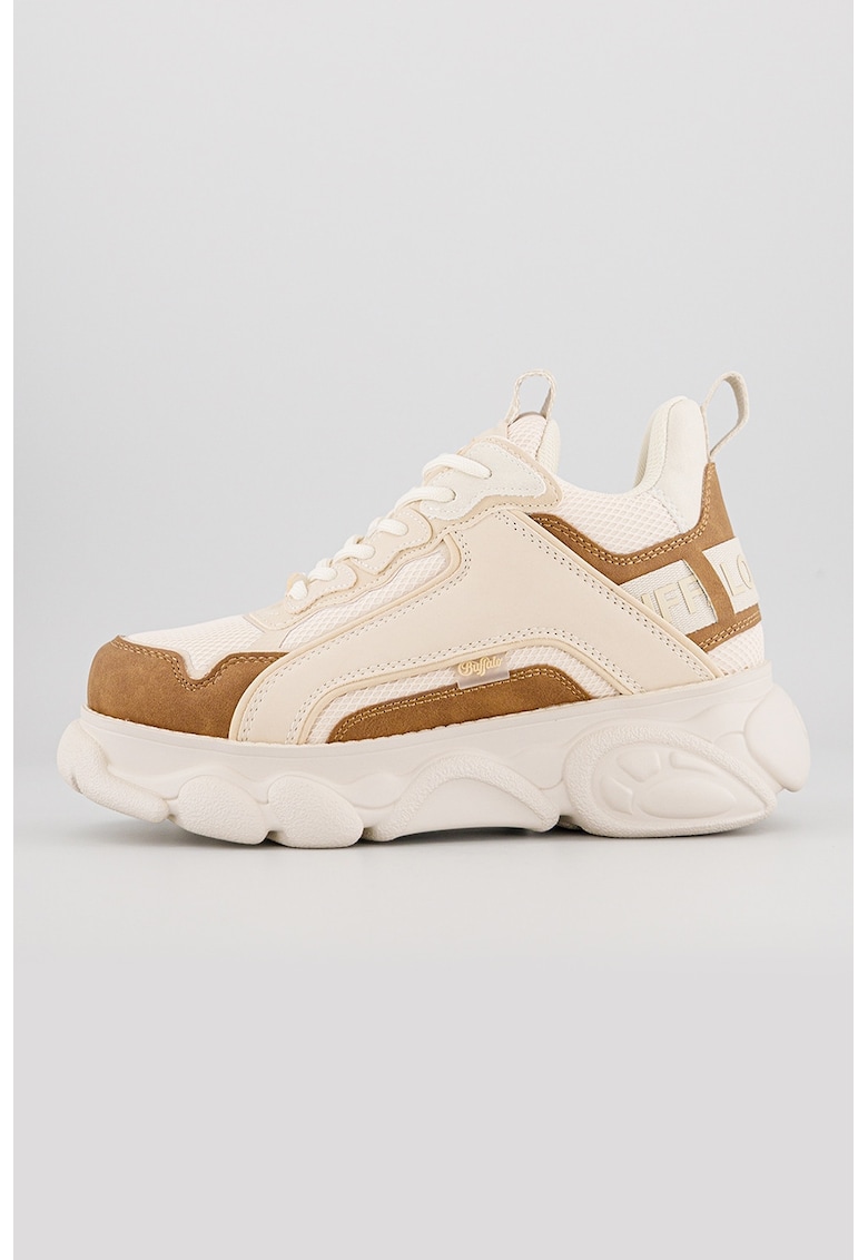 Pantofi sport de piele ecologica si plasa Old Chai - Maro/Bej