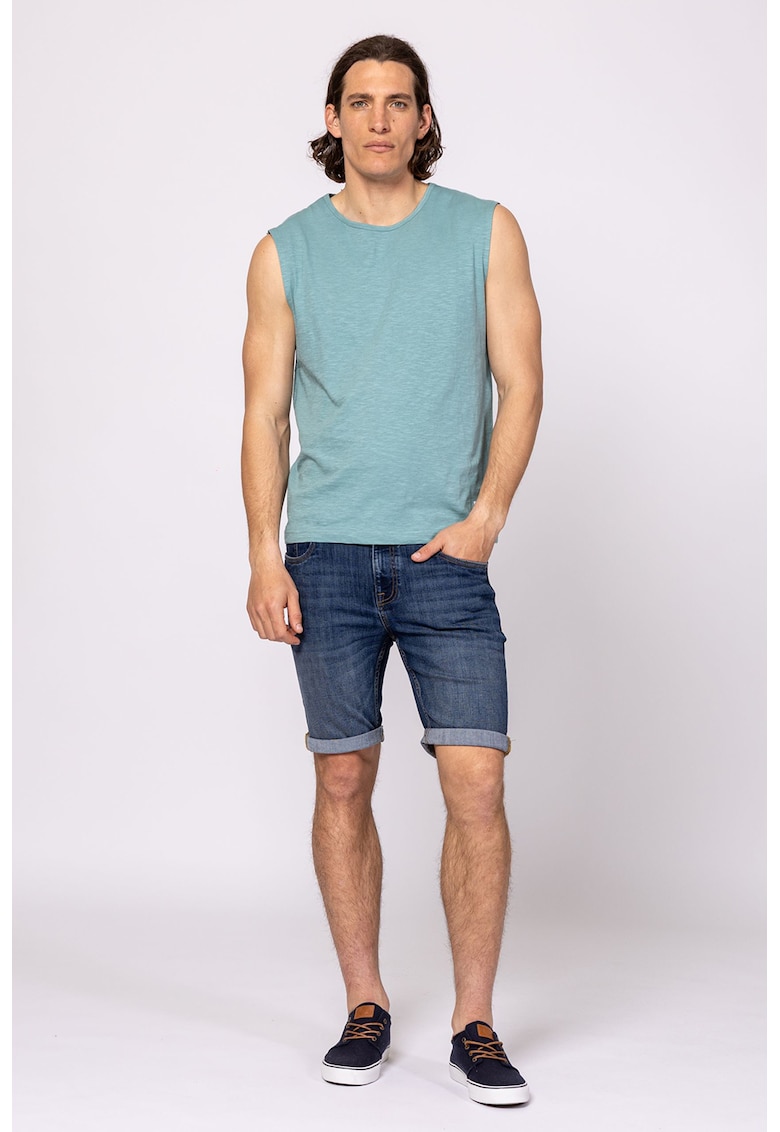 Top din bumbac cu decolteu rotund