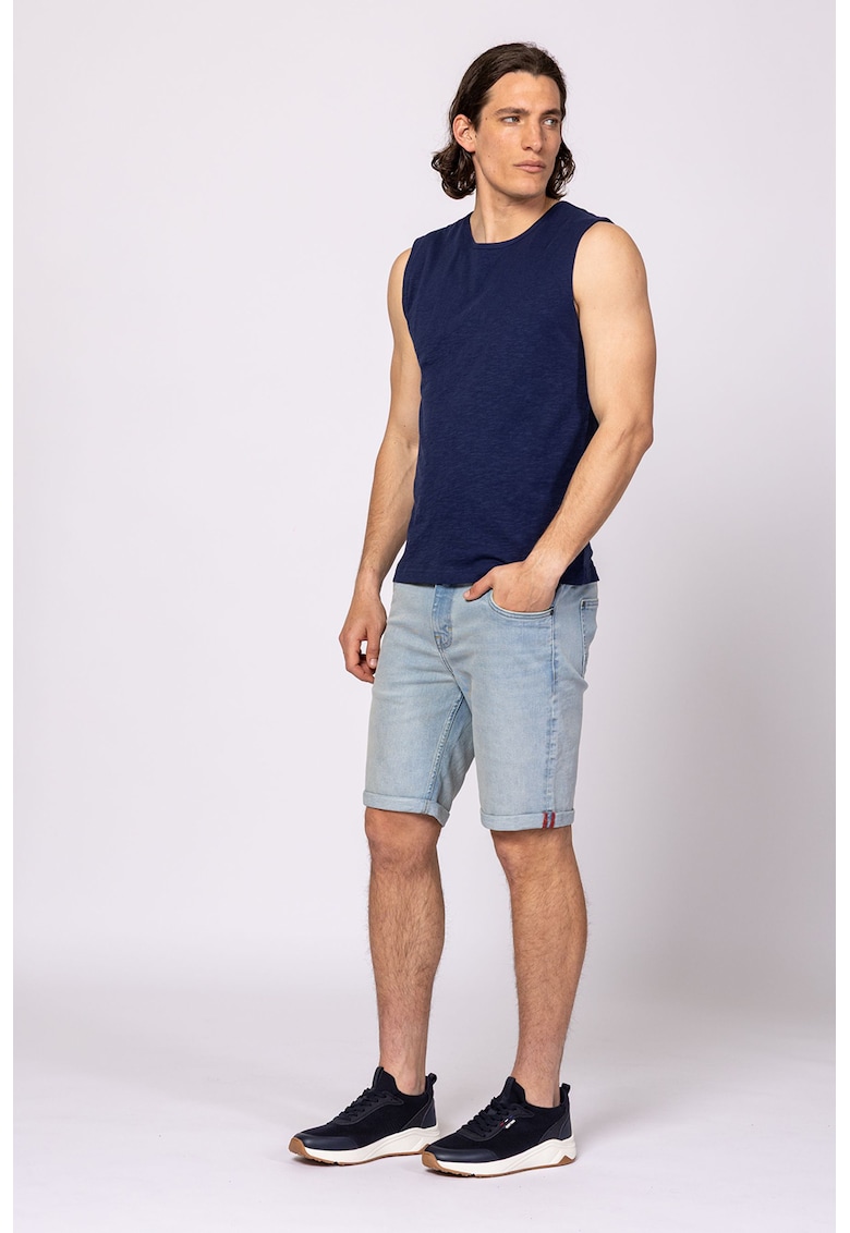 Top din bumbac cu decolteu rotund