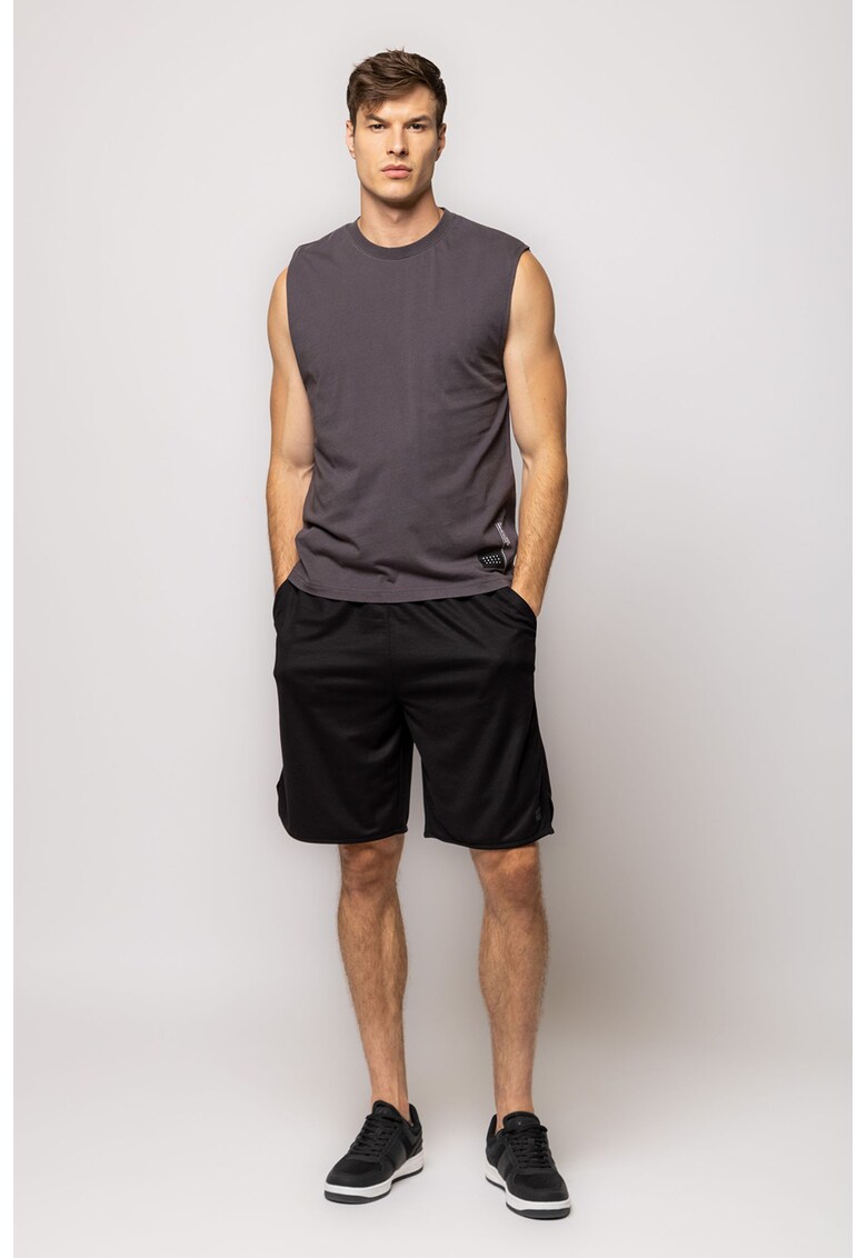 Top din bumbac cu decolteu la baza gatului - Gri inchis