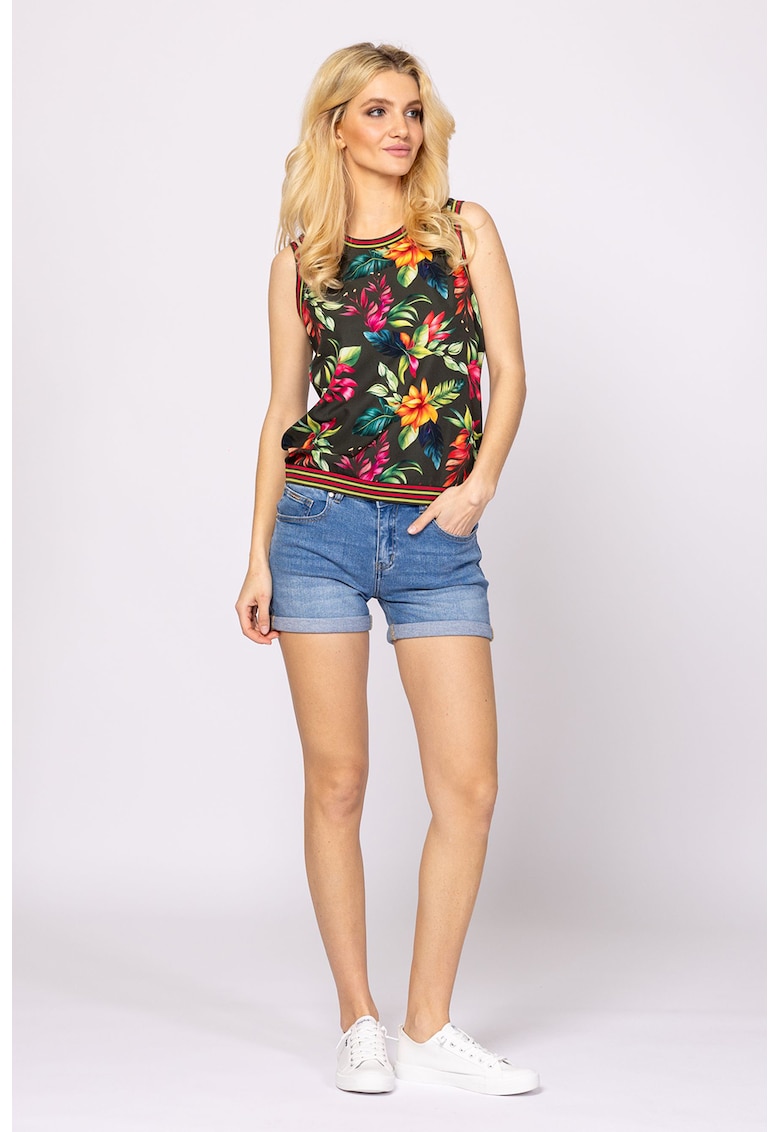 Top din amestec de modal cu terminatii contrastante Boroka