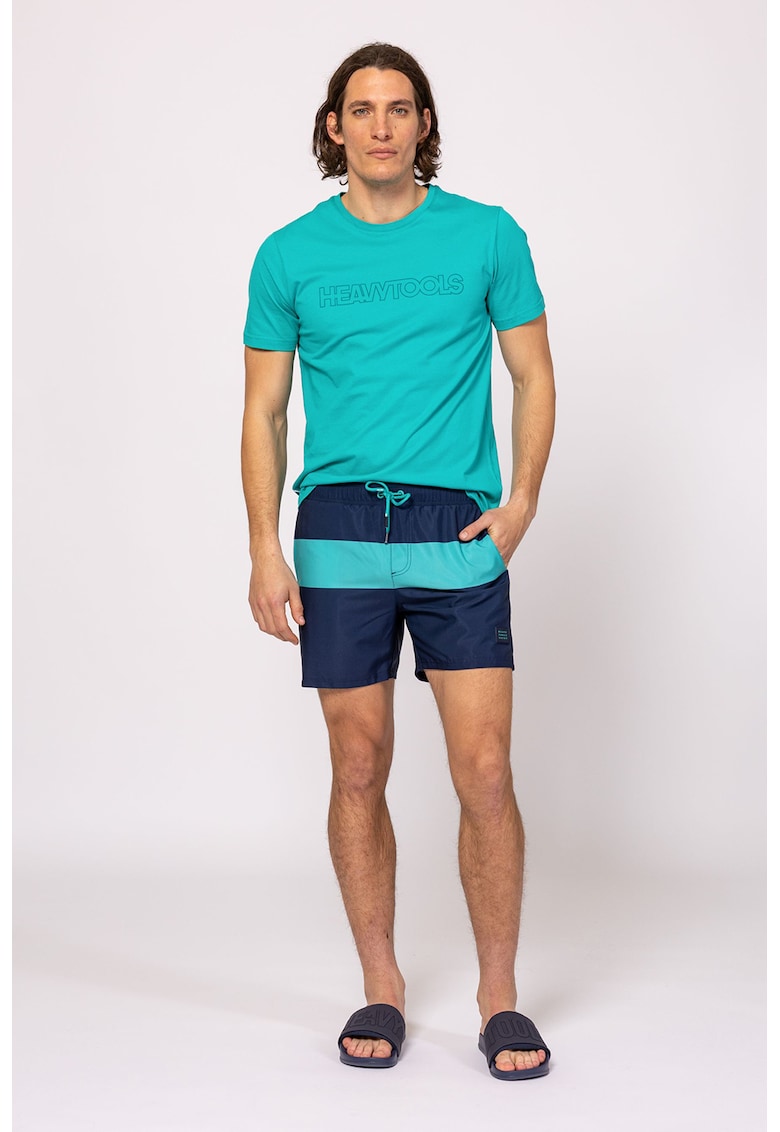 Pantaloni scurti de baie cu snur de ajustare Joung - Albastru aquamarin/Bleumarin