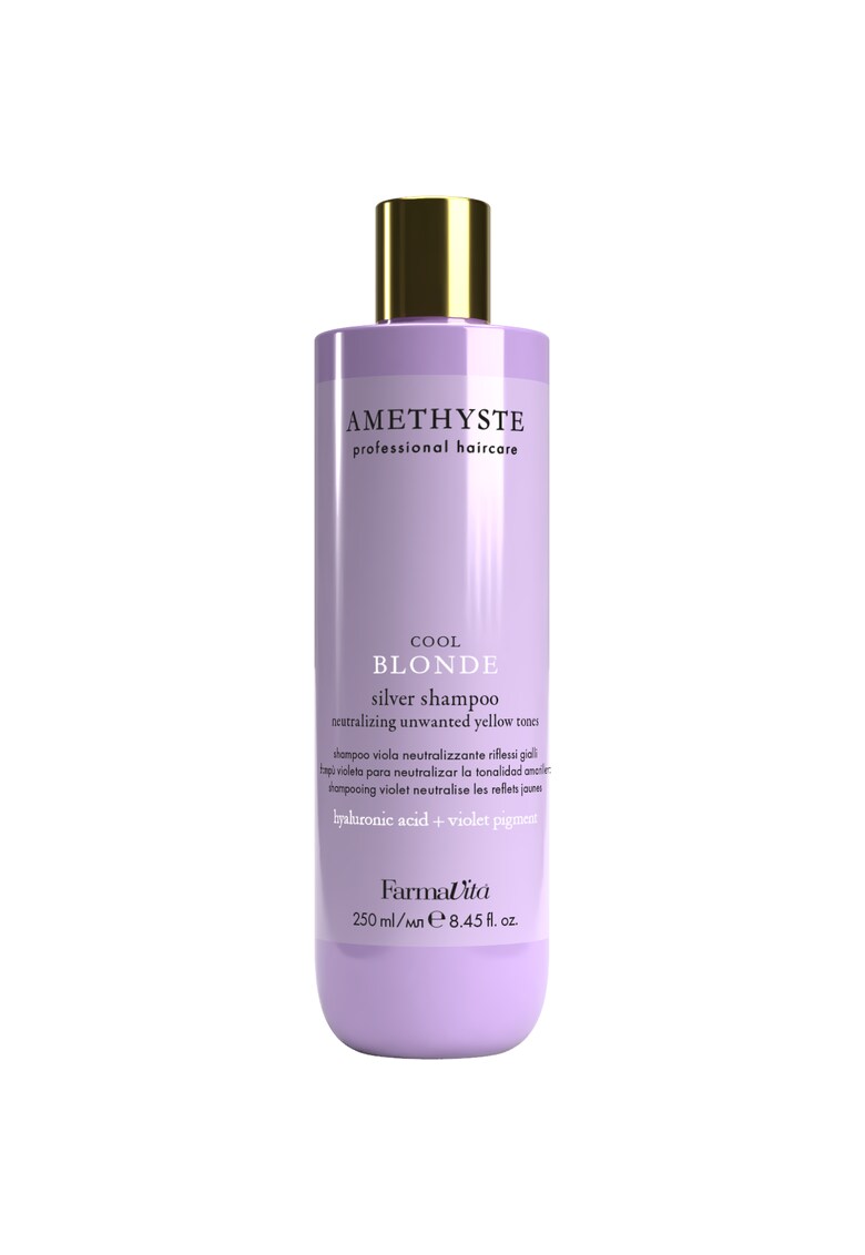 Sampon profesional pentru par blond - cu acid hialuronic si pigment violet -  Amethyste Cool Blonde - 250 ml