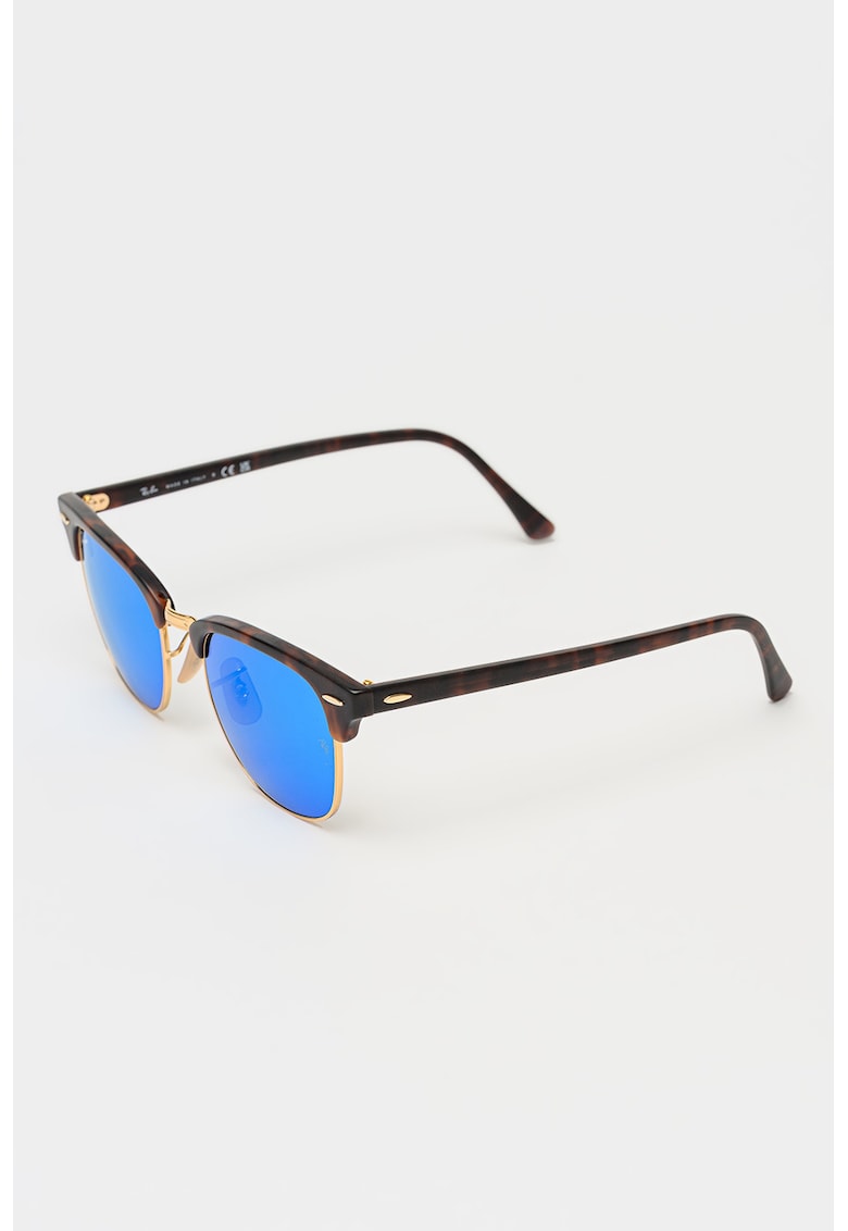 Ochelari de soare clubmaster unisex cu lentile oglinda - Auriu/Maro