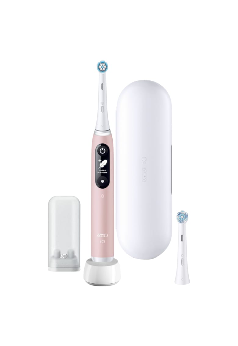 Periuta de dinti electrica iO6 cu Tehnologie Magnetica si Micro-Vibratii - Inteligenta artificiala - Display led interactiv - Senzor de presiune Smart - Timer vizibil - 5 moduri - 1 capat - Trusa de calatorie