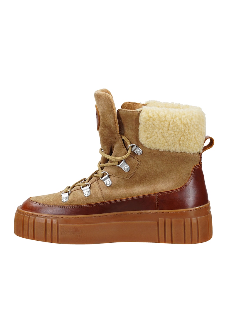 Botine din piele intoarsa si piele cu platforma Snowmont