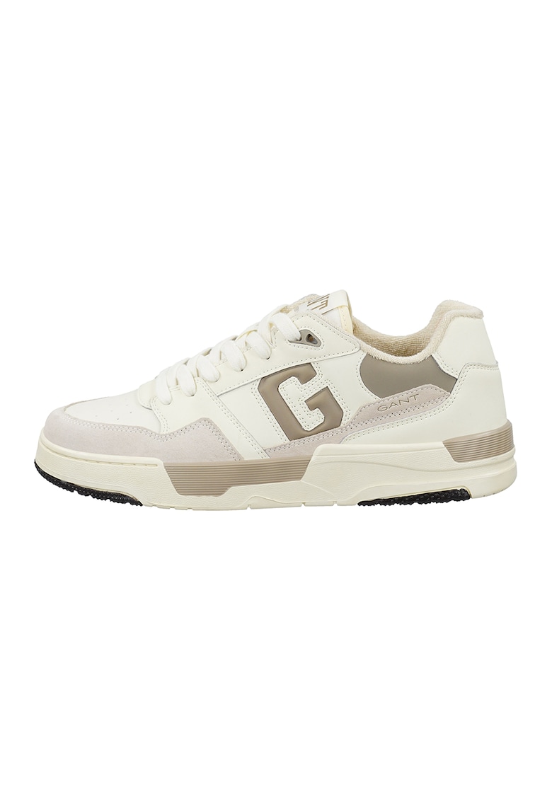 Pantofi sport din piele cu garnituri din piele intoarsa Brookpal - Maro taupe deschis/Alb murdar/Crem