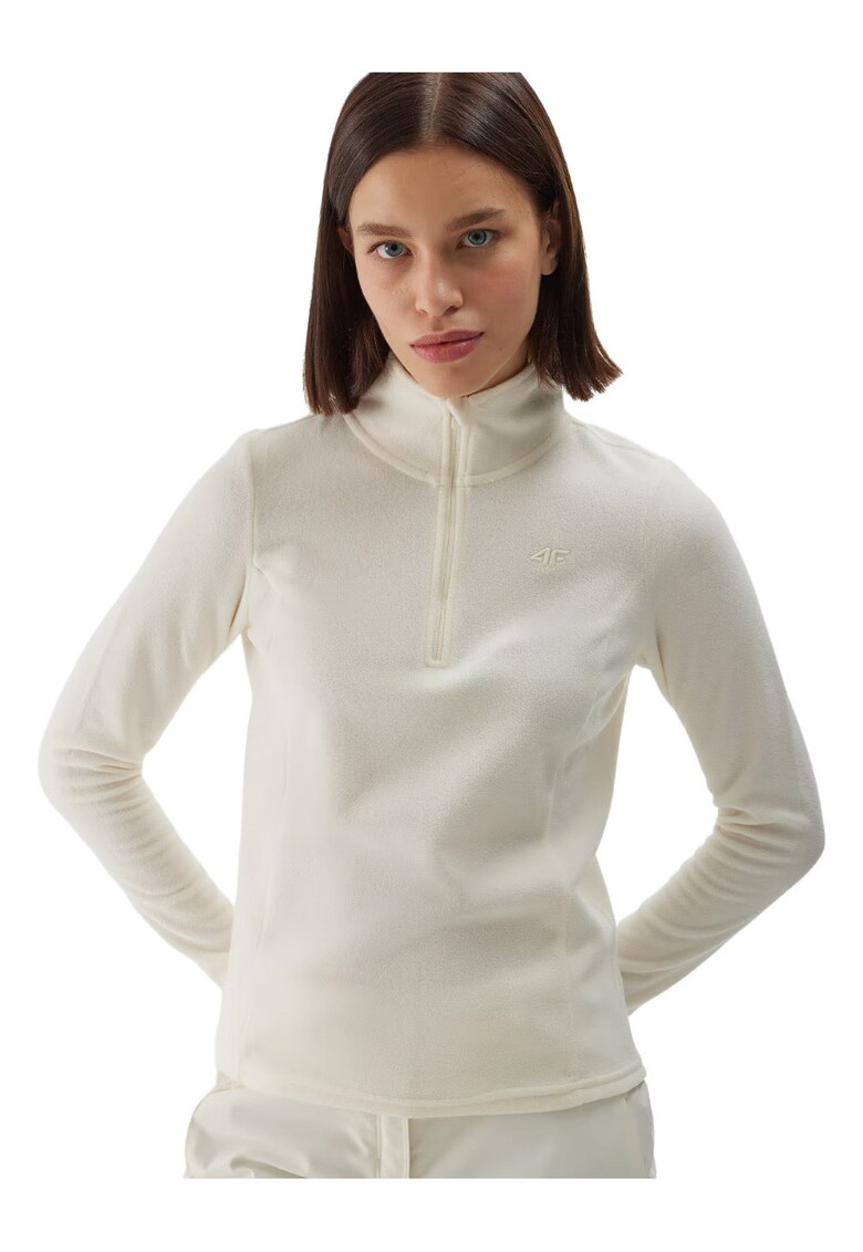 Hanorac din fleece model F048 - croiala slim - crem - poliester