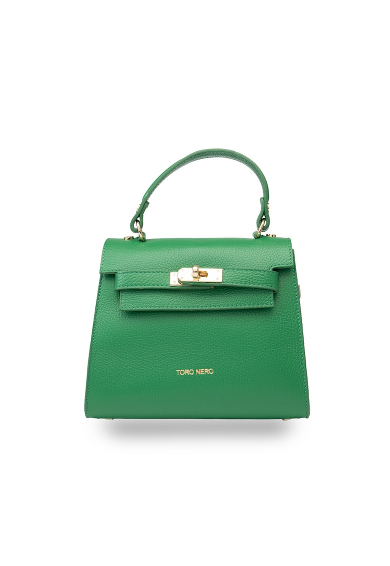 Geanta dama din piele naturala verde Roxana