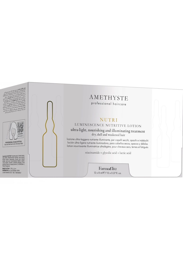 Lotiune profesionala nutritiva si luminescenta pentru par - cu niacinamide - acid glicolic si acid lactic -  Amethyste Nutri - 12 x 8 ml