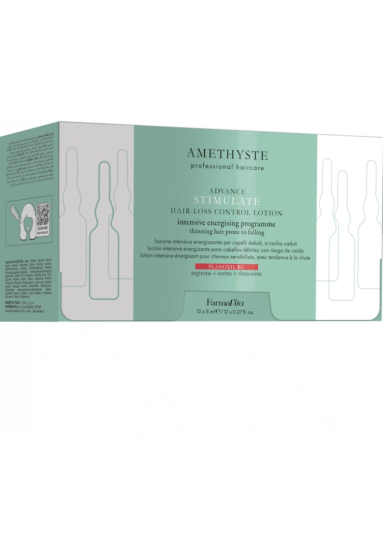 Lotiune profesionala impotriva caderii parului - cu arginina - serina si treonina -  Amethyste Stimulate - 12 x 8 ml