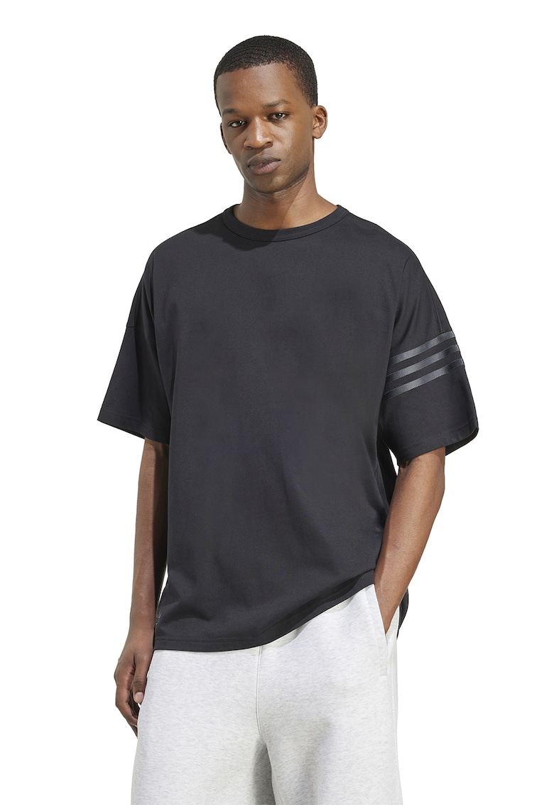 Tricou lejer cu maneci cazute - Gri antracit/Gri inchis