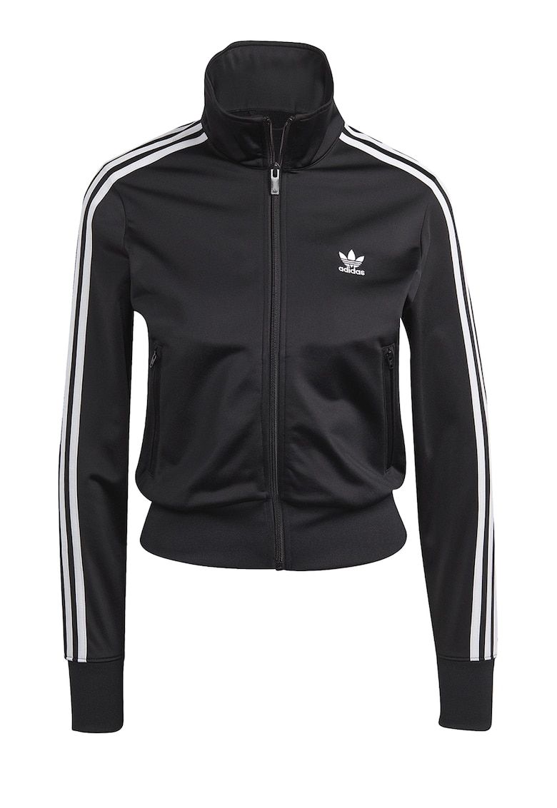 Bluza de trening crop cu fermoar si dungi Firebird