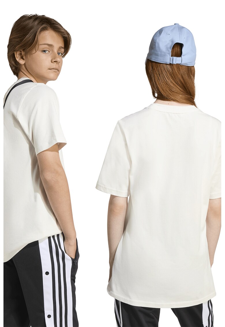 Tricou regular fit cu decolteu la baza gatului - Negru stins/Alb murdar