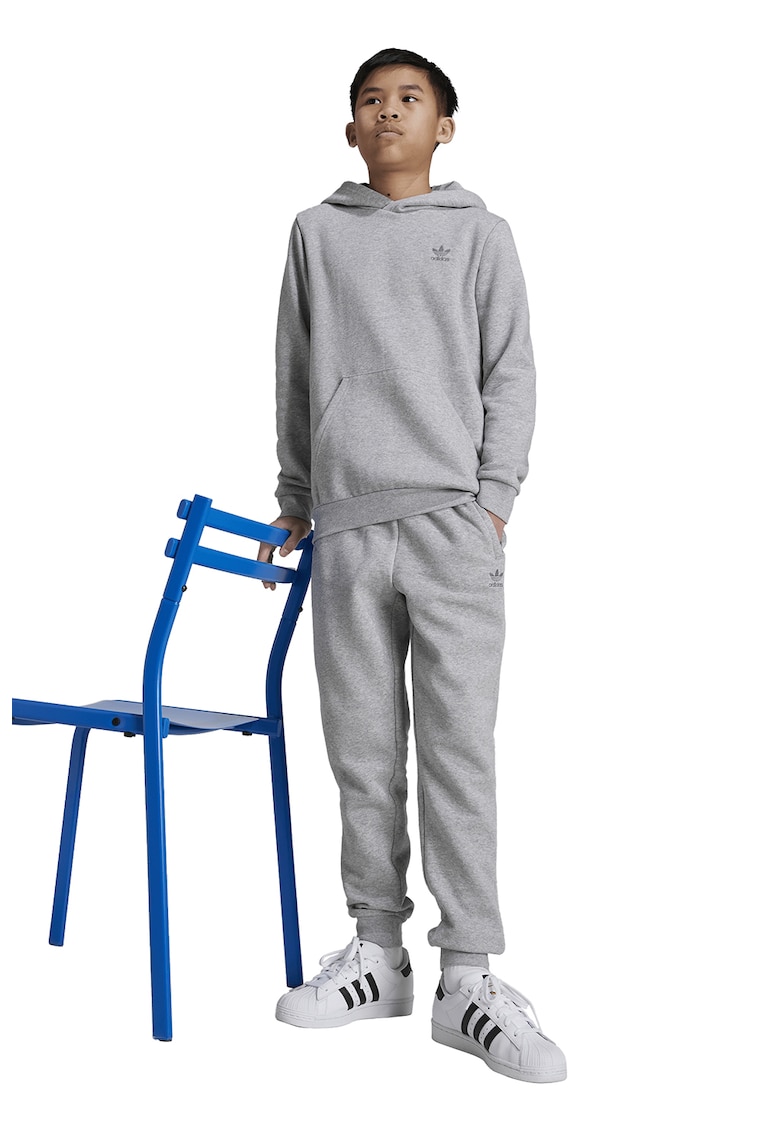 Hanorac din amestec de bumbac cu buzunar kangaroo - Gri deschis