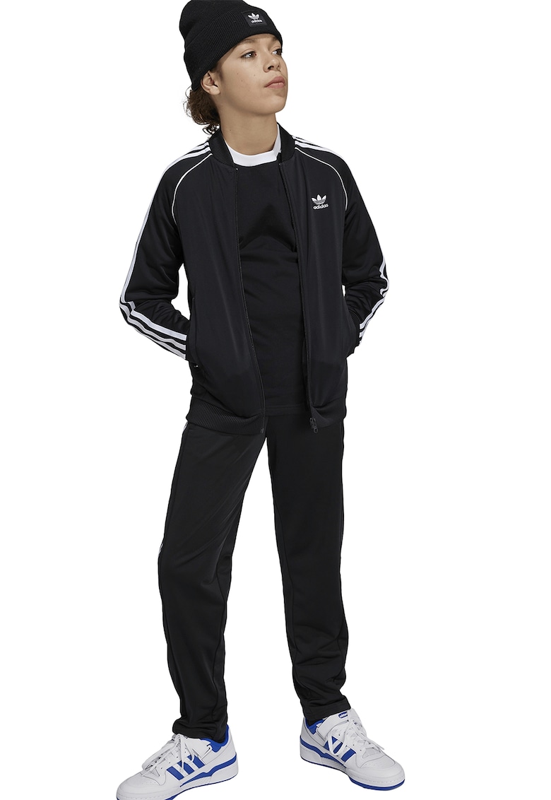 Bluza de trening cu fermoar si broderie logo