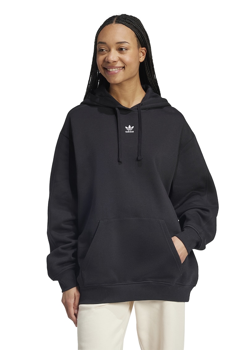 Hanorac lejer cu buzunar kangaroo - Negru